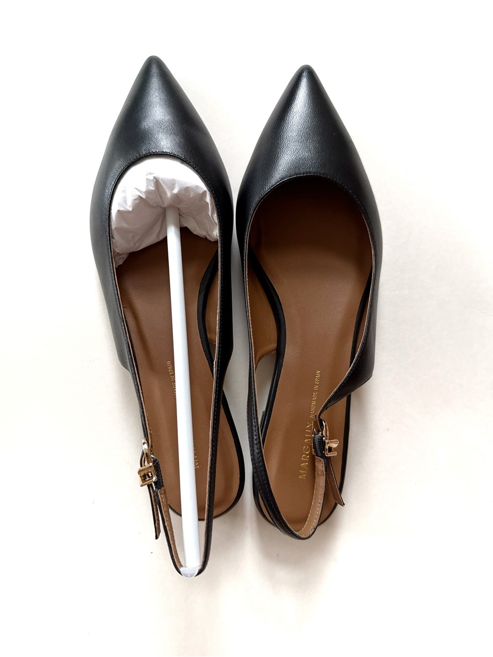 Margaux The Elise Black Pointed Leather Slingback Flats Size 40 - Picture 2 of 7